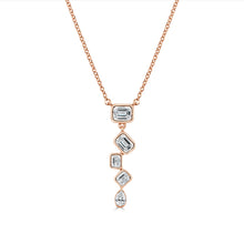 Load image into Gallery viewer, 14k Gold Emerald Cut &amp; Pear Shape Diamond Necklace