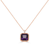 14K Gold Amethyst & Diamond Necklace - 4.85 CT