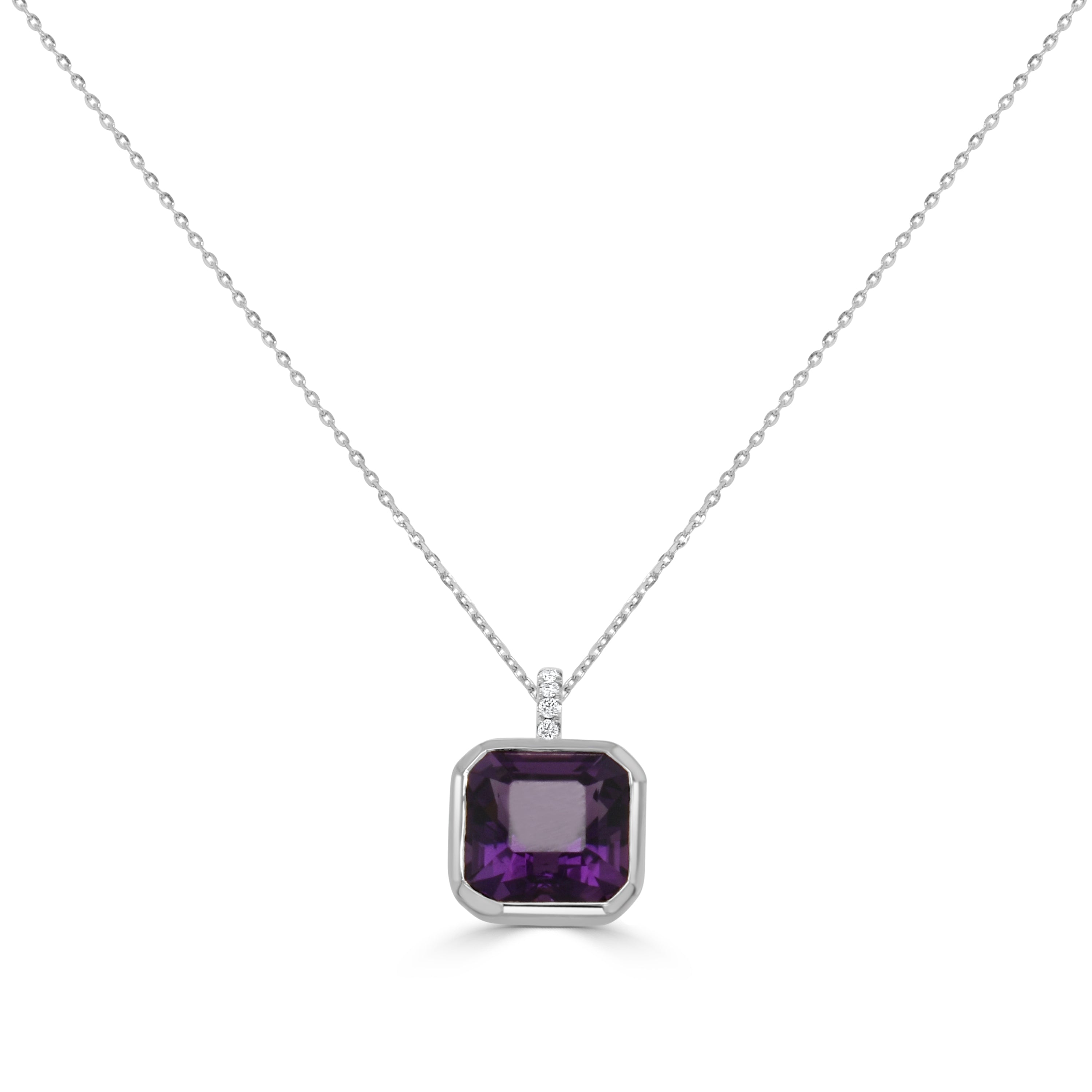 14K Gold Amethyst & Diamond Necklace - 4.85 CT