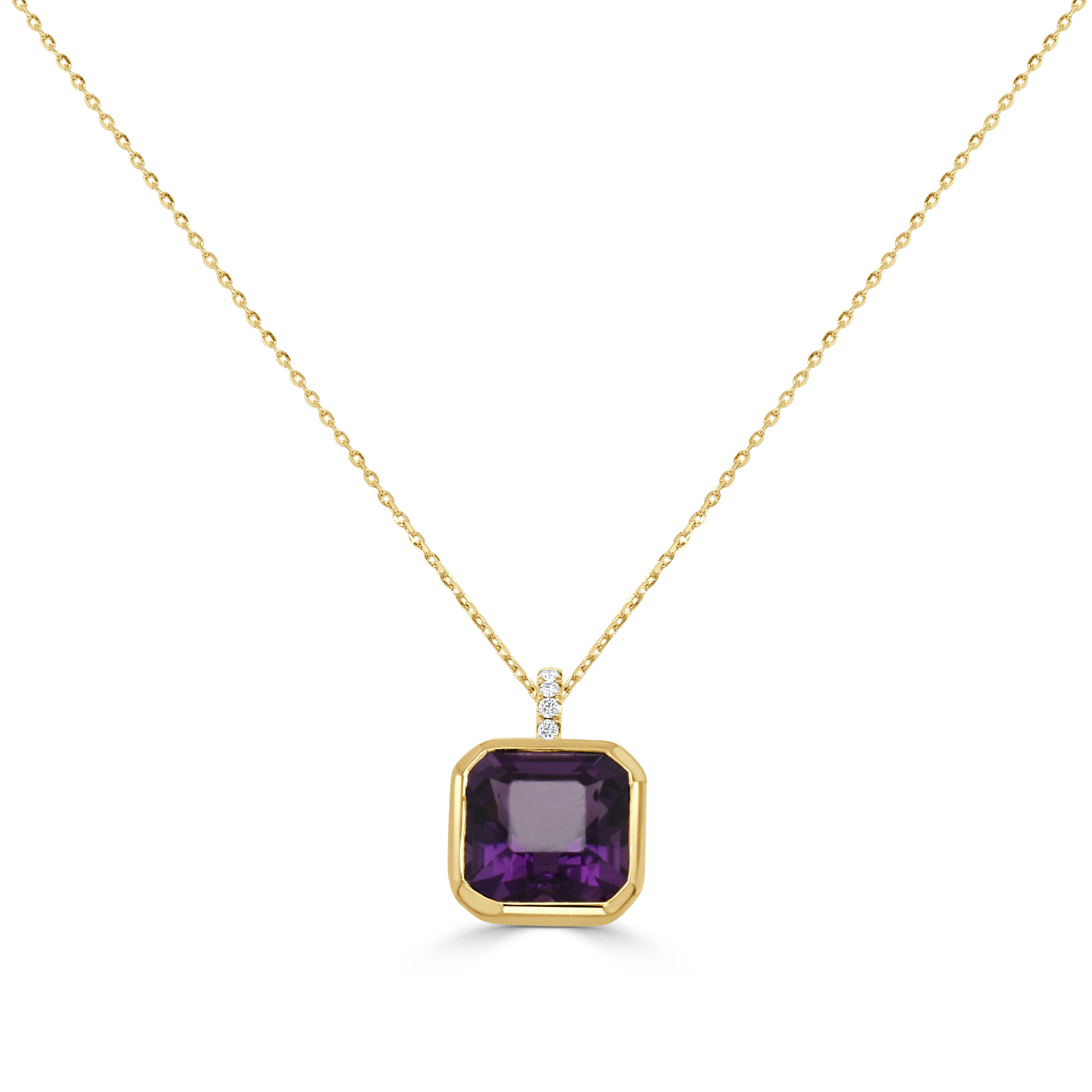 14K Gold Amethyst & Diamond Necklace - 4.85 CT