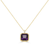 14K Gold Amethyst & Diamond Necklace - 4.85 CT