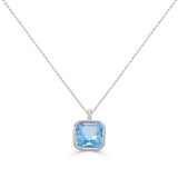 14K Gold Blue Topaz & Diamond Necklace- 6.05 CT