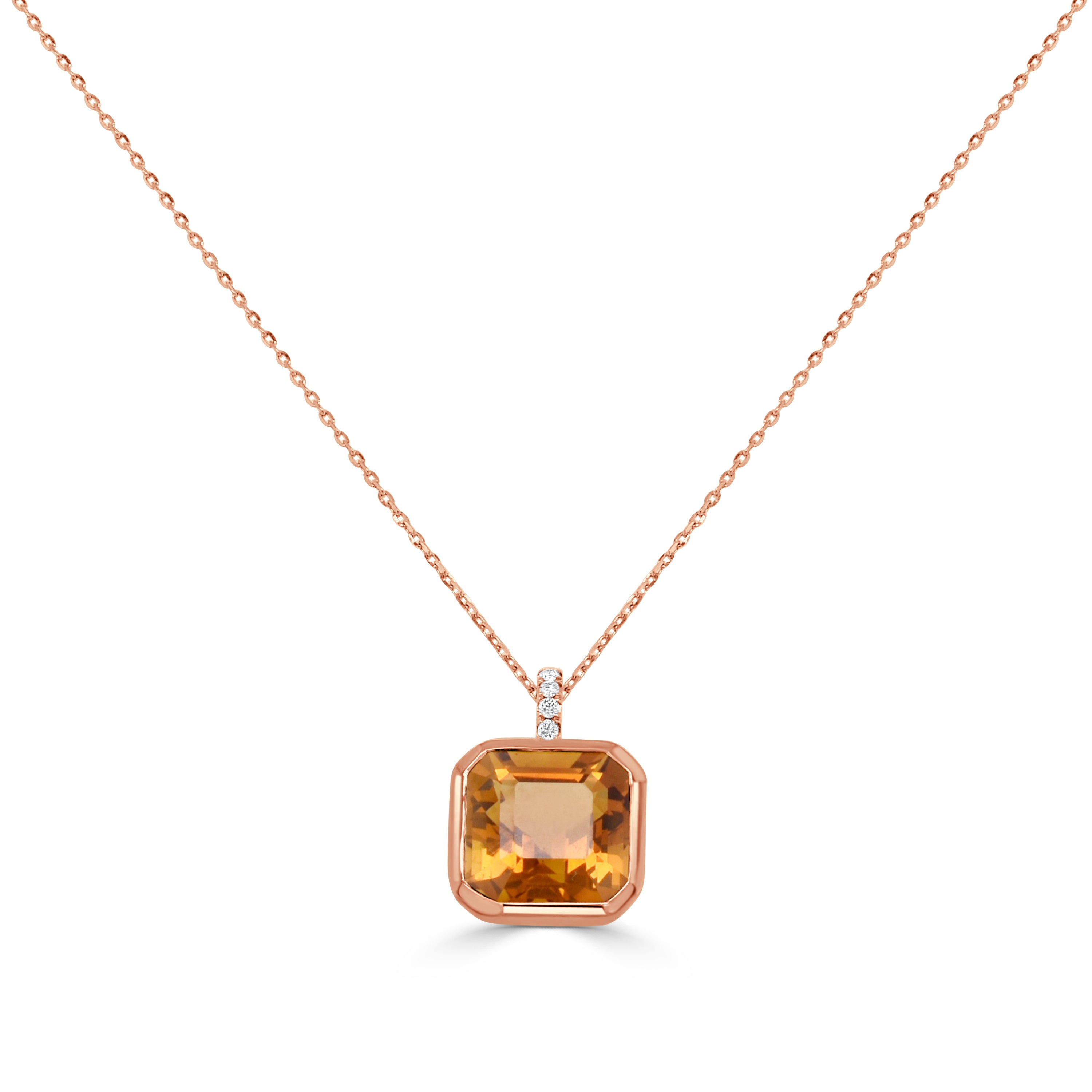 14K Gold Citrine & Diamond Necklace - 4.85 CT