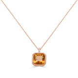 14K Gold Citrine & Diamond Necklace - 4.85 CT