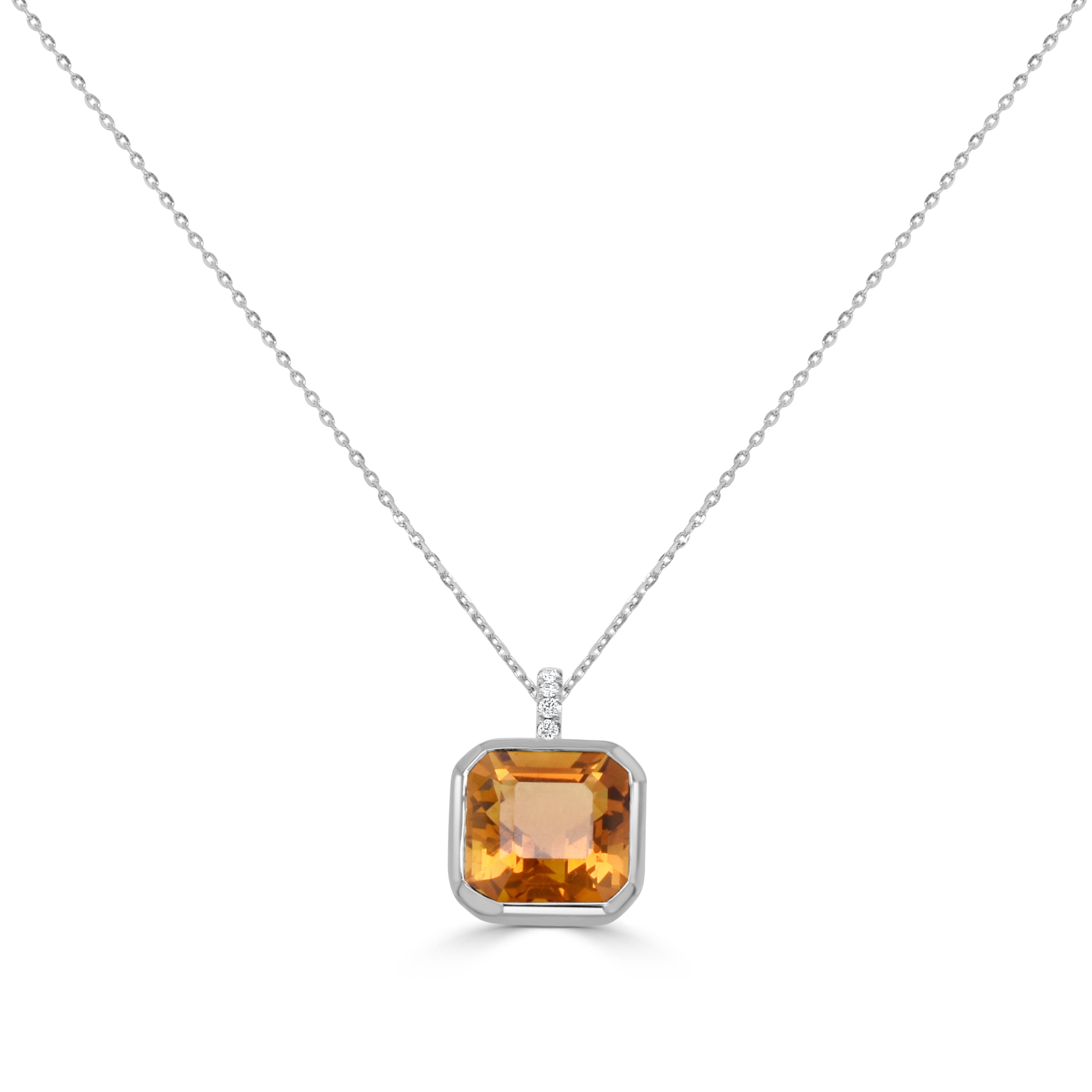 14K Gold Citrine & Diamond Necklace - 4.85 CT