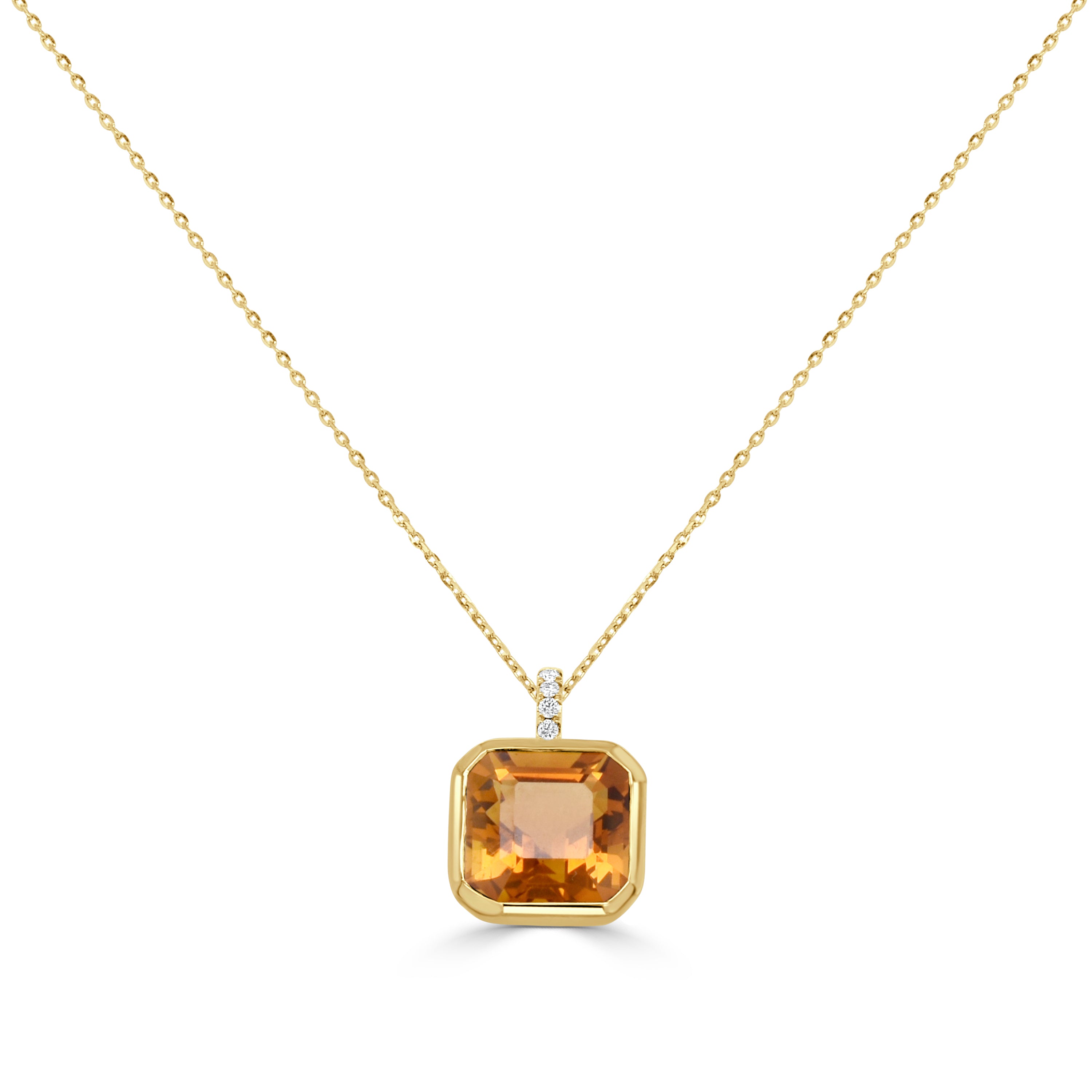 14K Gold Citrine & Diamond Necklace - 4.85 CT