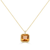 14K Gold Citrine & Diamond Necklace - 4.85 CT