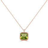 14K Gold Peridot & Diamond Necklace - 5.74 CT