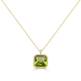 14K Gold Peridot & Diamond Necklace - 5.74 CT