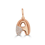 14K Gold & Diamond Asymmetric Bubble Initial Charm - 0.16ct