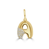 14K Gold & Diamond Asymmetric Bubble Initial Charm - 0.16ct