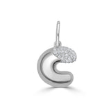 14K Gold & Diamond Asymmetric Bubble Initial Charm - 0.13ct