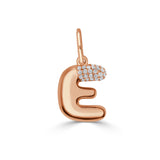 14K Gold & Diamond Asymmetric Bubble Initial Charm - 0.11ct