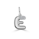 14K Gold & Diamond Asymmetric Bubble Initial Charm - 0.11ct