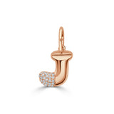 14K Gold & Diamond Asymmetric Bubble Initial Charm - 0.11ct