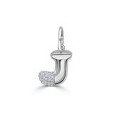 14K Gold & Diamond Asymmetric Bubble Initial Charm - 0.11ct