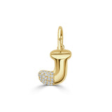 14K Gold & Diamond Asymmetric Bubble Initial Charm - 0.11ct
