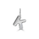 14K Gold & Diamond Asymmetric Bubble Initial Charm - 0.11ct