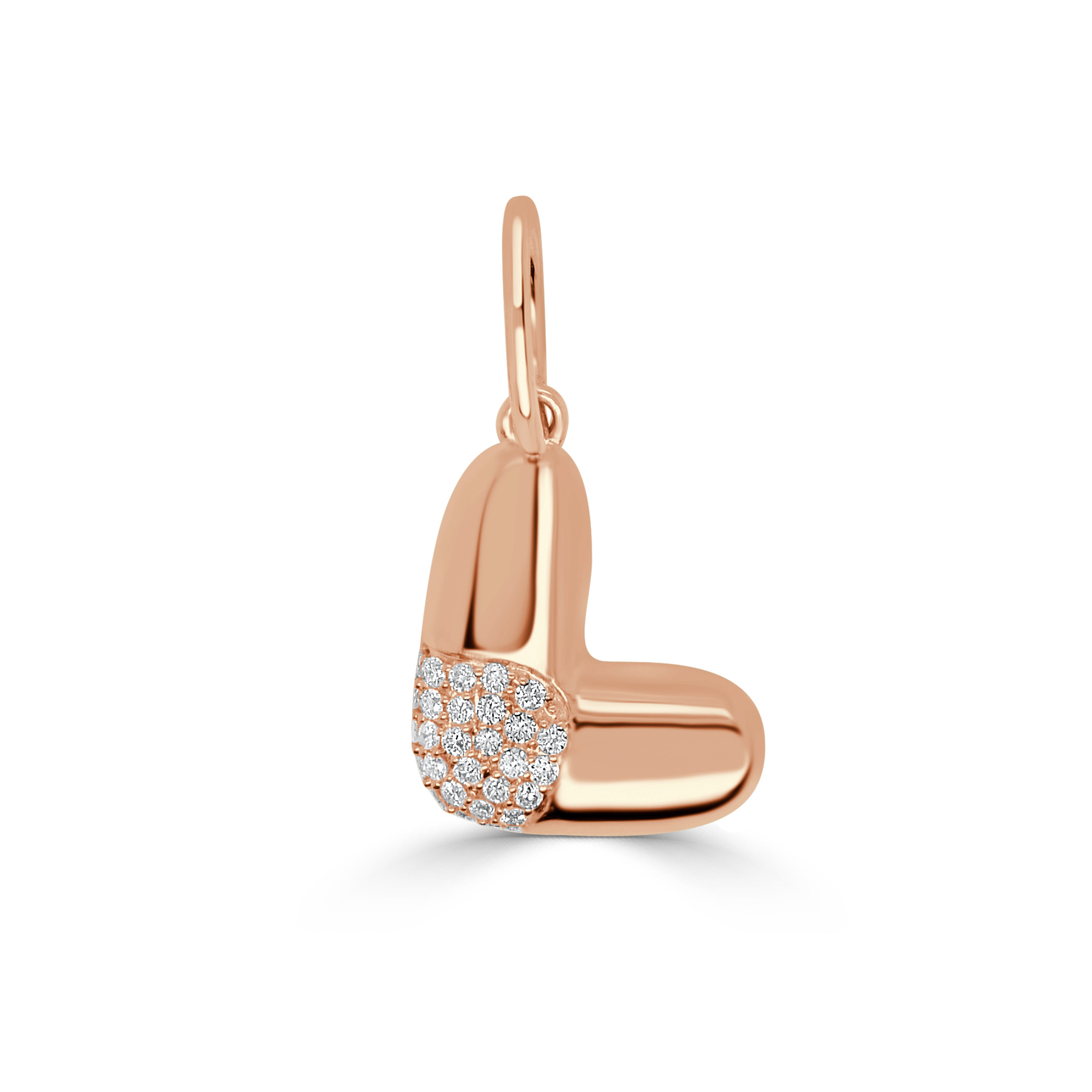 14K Gold & Diamond Asymmetric Bubble Initial Charm - 0.11ct