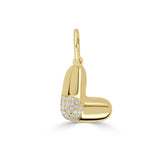 14K Gold & Diamond Asymmetric Bubble Initial Charm - 0.11ct
