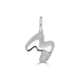 14K Gold & Diamond Asymmetric Bubble Initial Charm - 0.10ct
