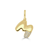 14K Gold & Diamond Asymmetric Bubble Initial Charm - 0.10ct