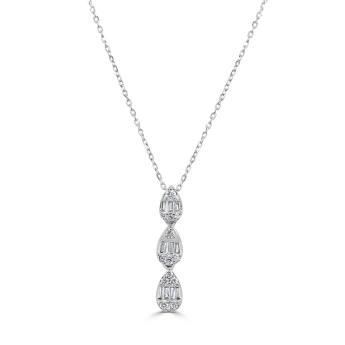 14k Gold & Baguette Diamond Drop Necklace