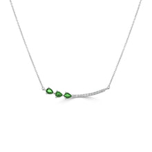 Load image into Gallery viewer, 14K Gold Pear Shaped Emerald and Diamond Bar Necklace