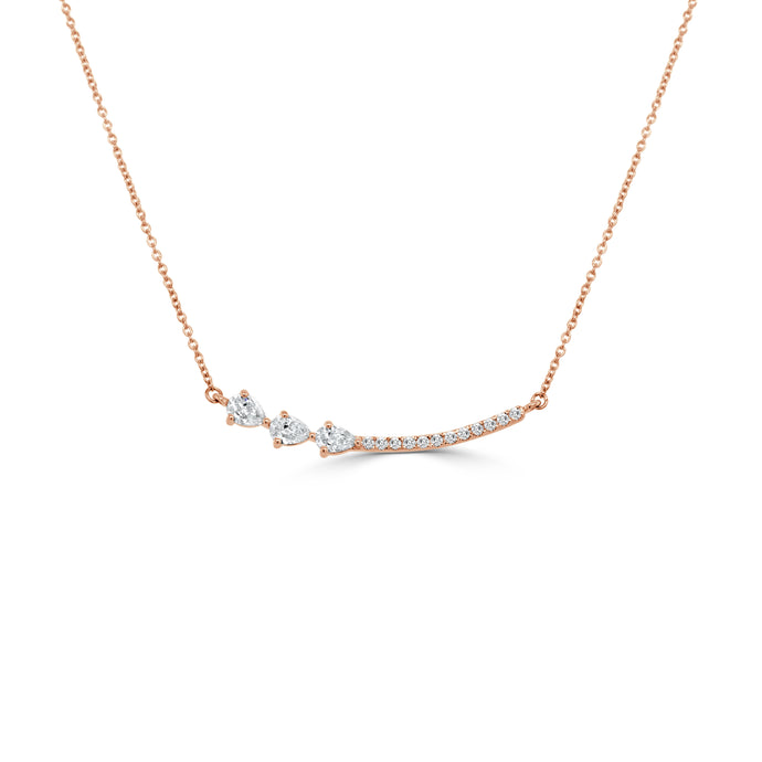 14K Gold Pear & Round Shaped Diamond Necklace