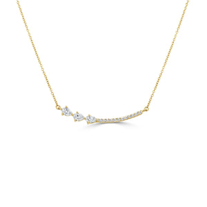 14K Gold Pear & Round Shaped Diamond Necklace