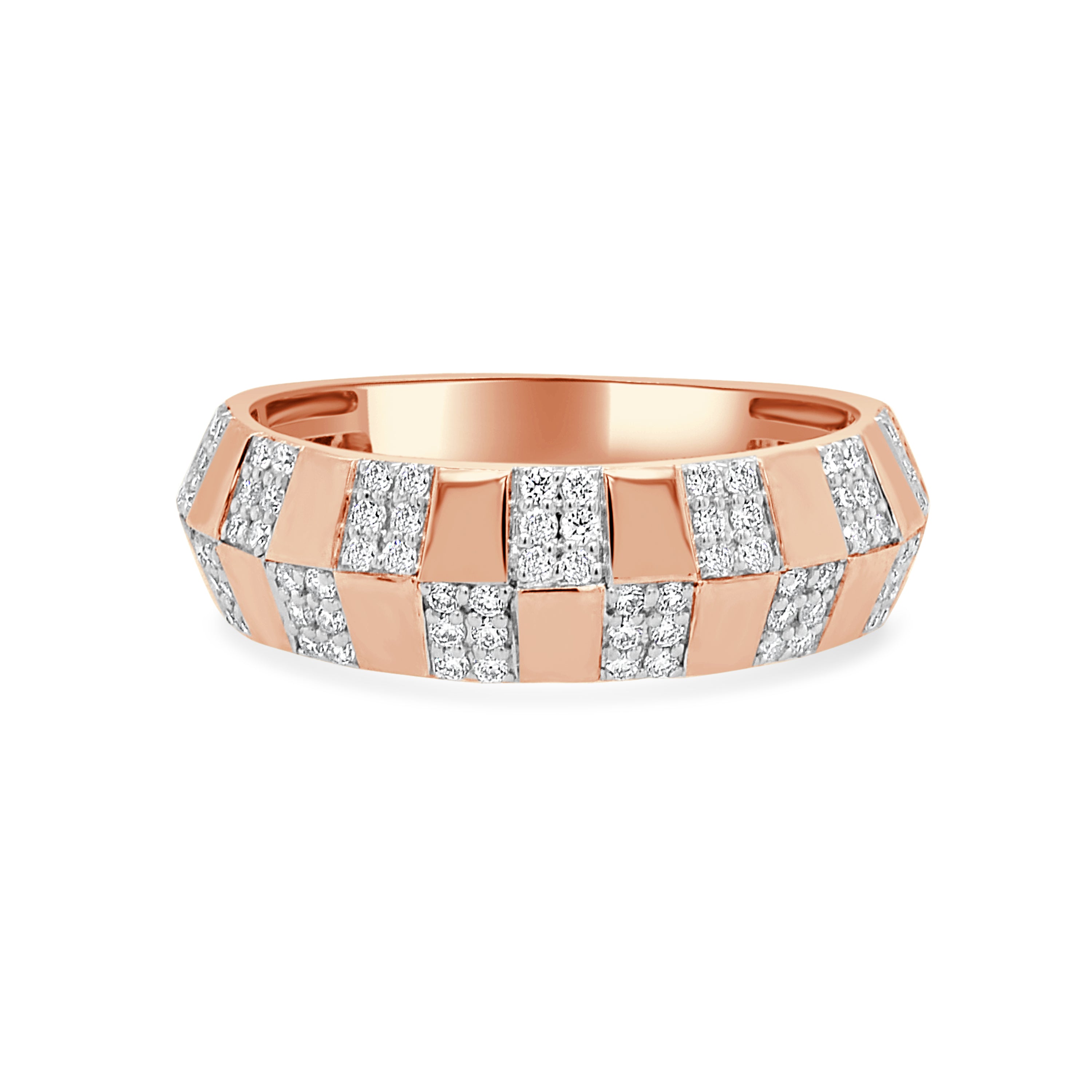 14K Gold Checkered Diamond Ring - 0.37 CT