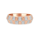 14K Gold Checkered Diamond Ring - 0.37 CT