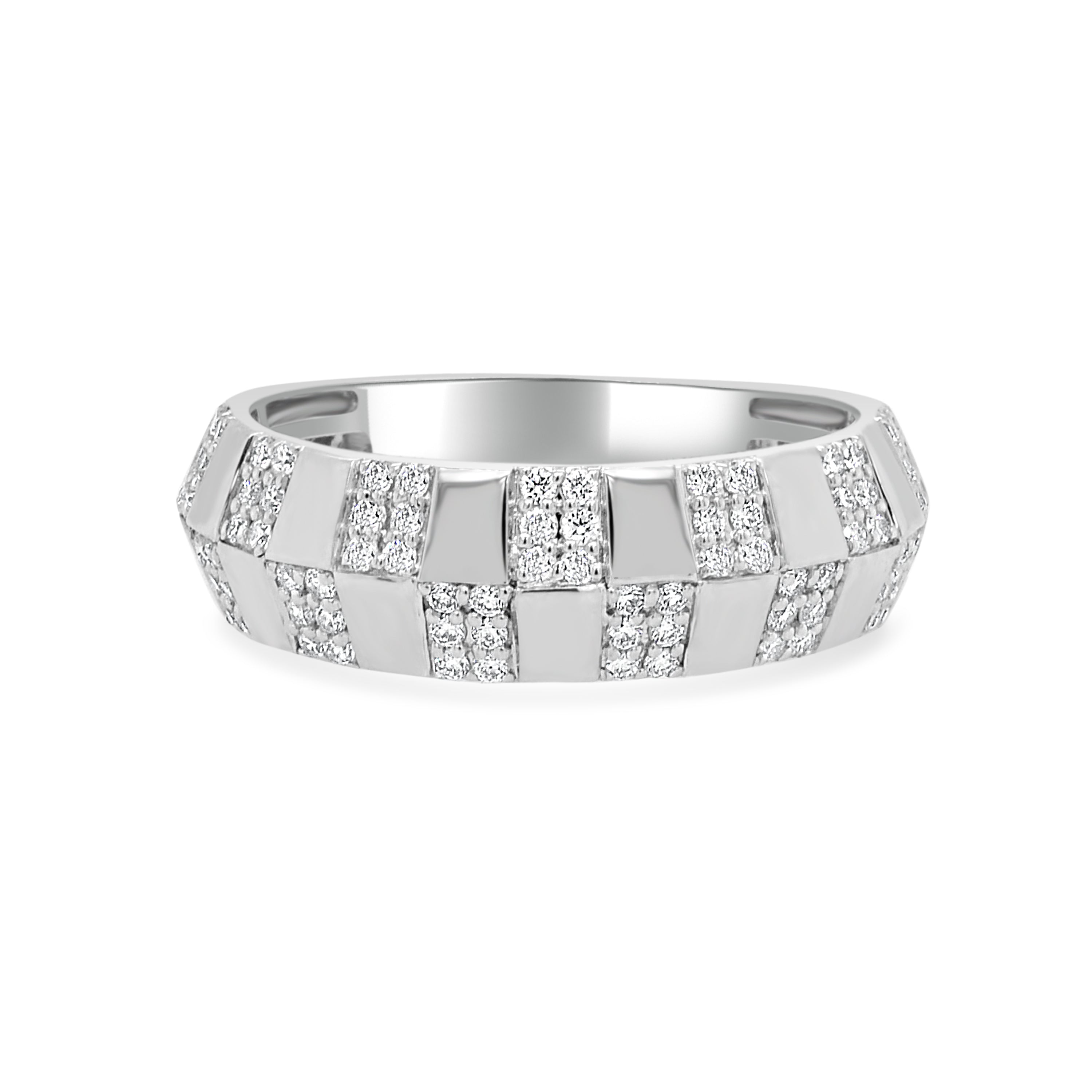 14K Gold Checkered Diamond Ring - 0.37 CT