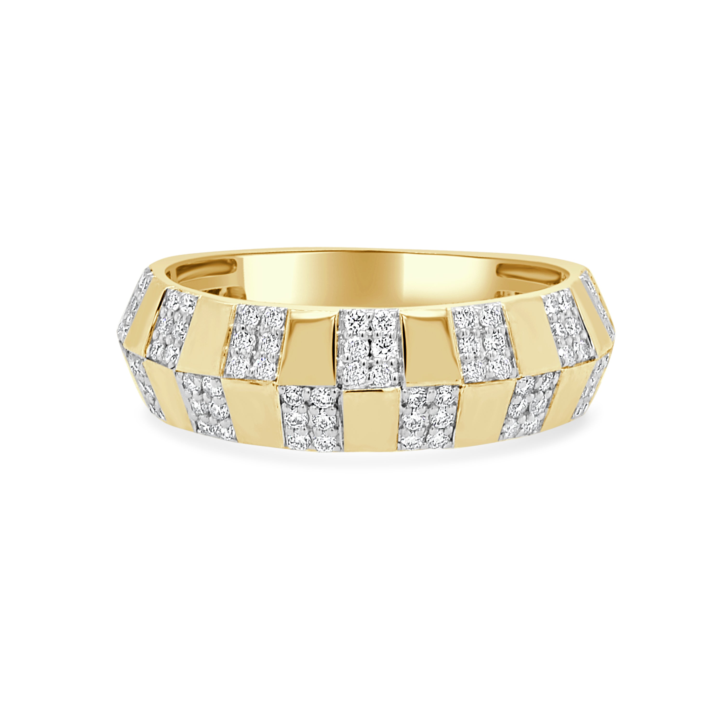 14K Gold Checkered Diamond Ring - 0.37 CT