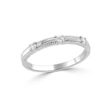 14K Gold Three Stone Beaded Diamond Ring - 0.15 CT