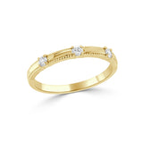 14K Gold Three Stone Beaded Diamond Ring - 0.15 CT