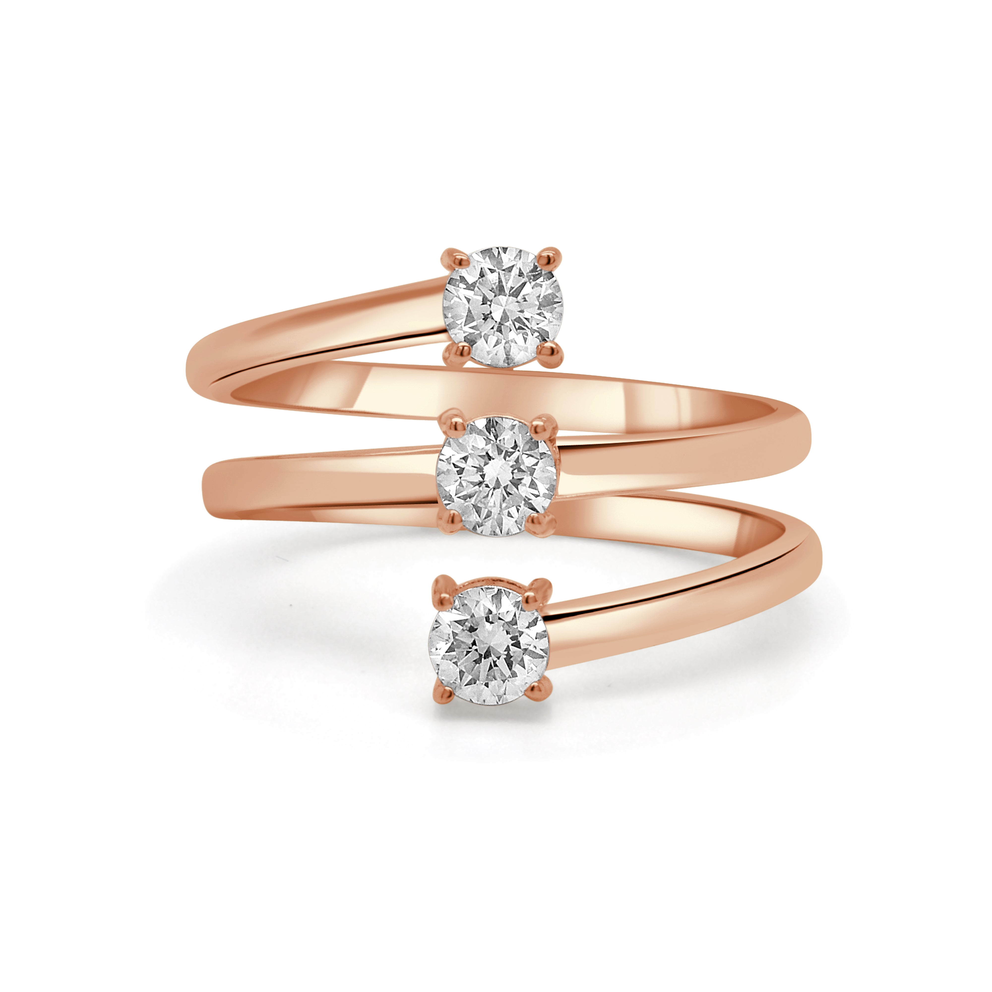 14K Gold & 3-Stone Diamond Ring - 0.60ct