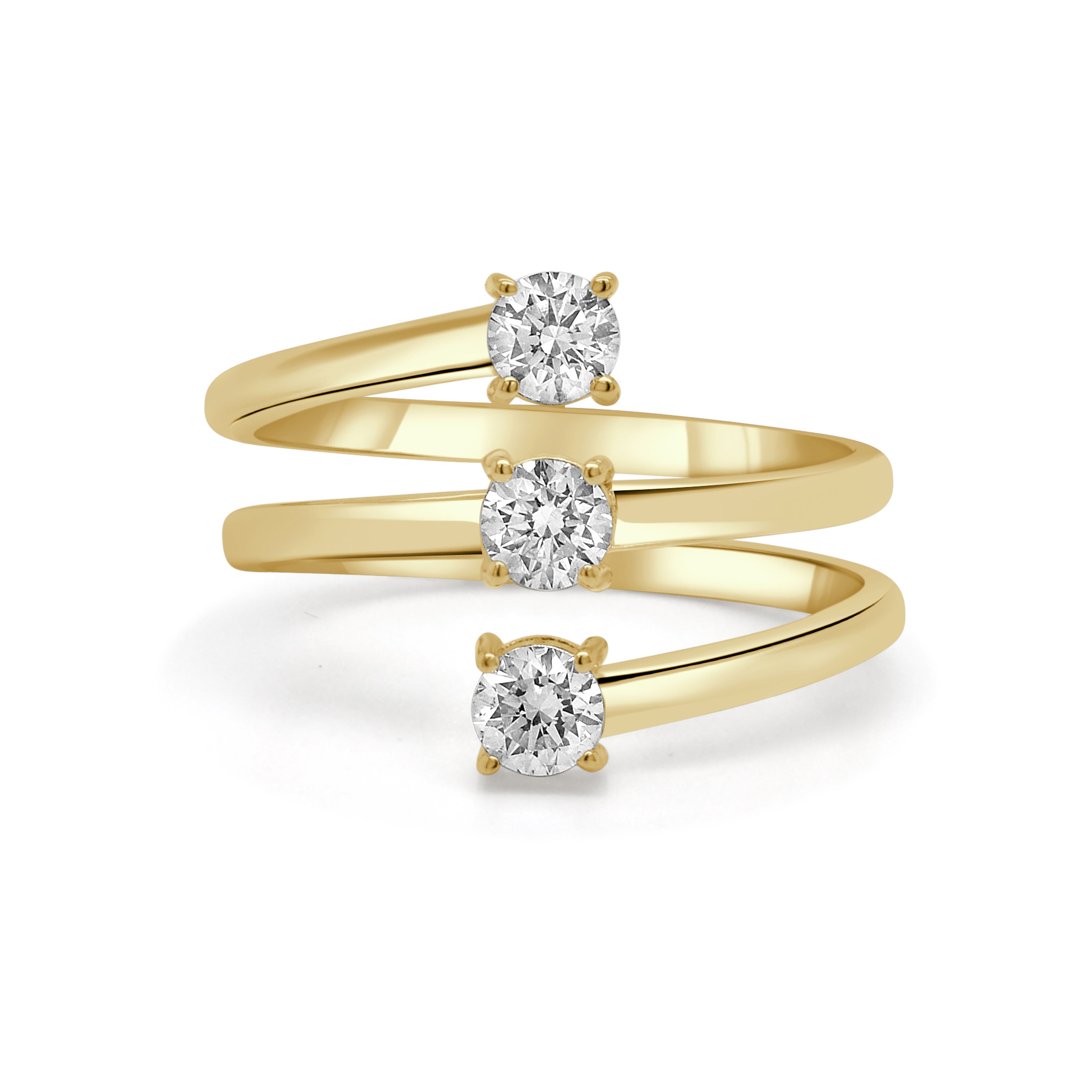 14K Gold & 3-Stone Diamond Ring - 0.60ct