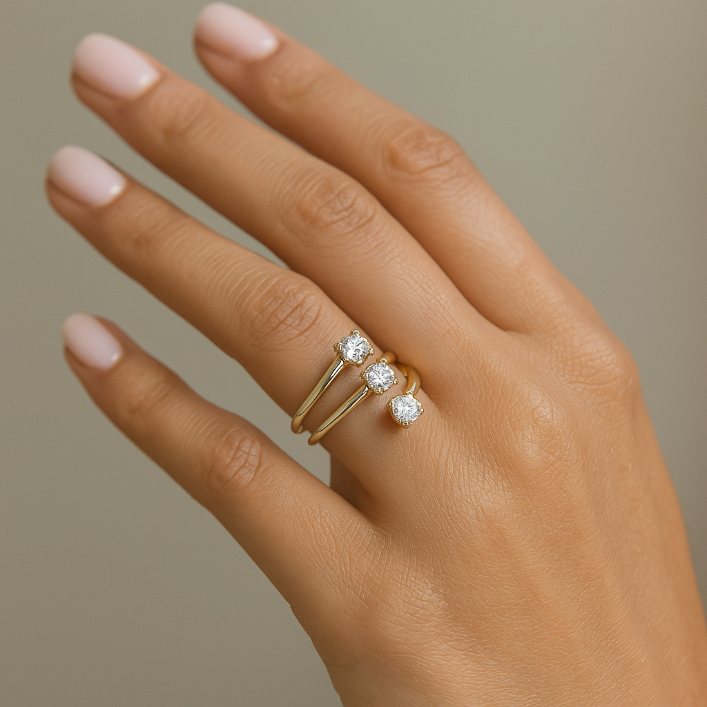 14K Gold & 3-Stone Diamond Ring - 0.60ct