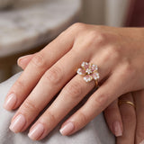 14K Gold Ombre Pink Sapphire & Diamond Flower Ring - 0.58 CT