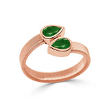 14K Gold Emerald Bezel Set Bypass Ring - 0.76 CT