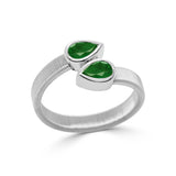 14K Gold Emerald Bezel Set Bypass Ring - 0.76 CT