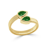 14K Gold Emerald Bezel Set Bypass Ring - 0.76 CT