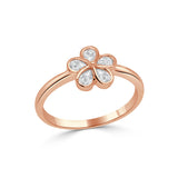 14K Gold Diamond Bezel Set Flower Ring- 0.43 CT