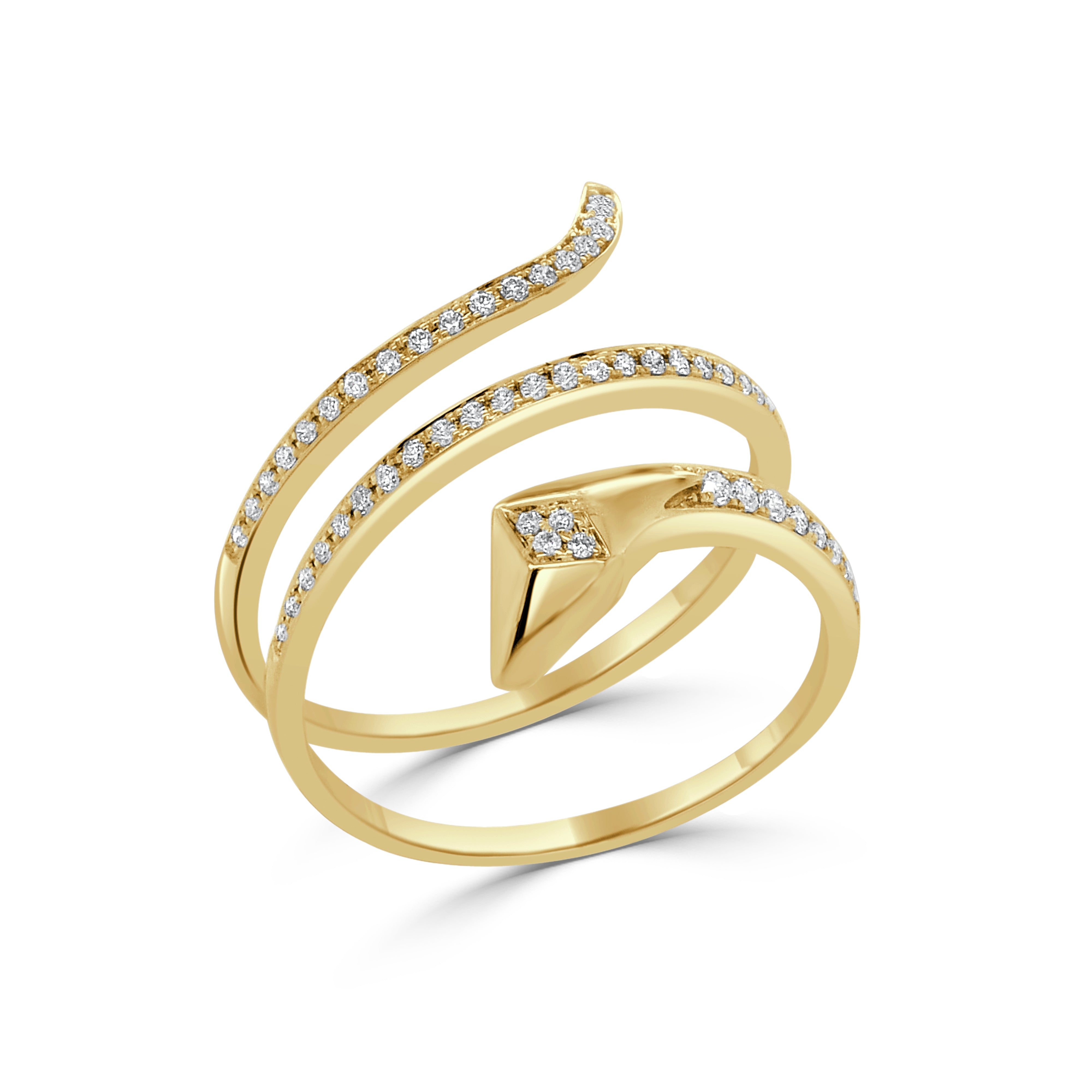 14K Gold Diamond Snake Ring - 0.17 CT