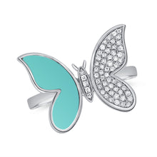 Load image into Gallery viewer, 14K Gold Turquoise &amp; Diamond Butterfly Ring