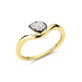 14K Gold Pear Shape Diamond Black Rhodium Ring - 0.30 CT