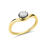 14K Gold Oval Diamond Black Rhodium Ring - 0.35 CT
