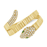 14K Gold Diamond & Tsavorite Fluted Snake Ring- 0.33 CT