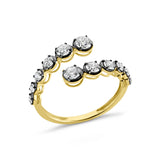 14K Gold Diamond Black Rhodium Wrap Ring - 1.01 CT